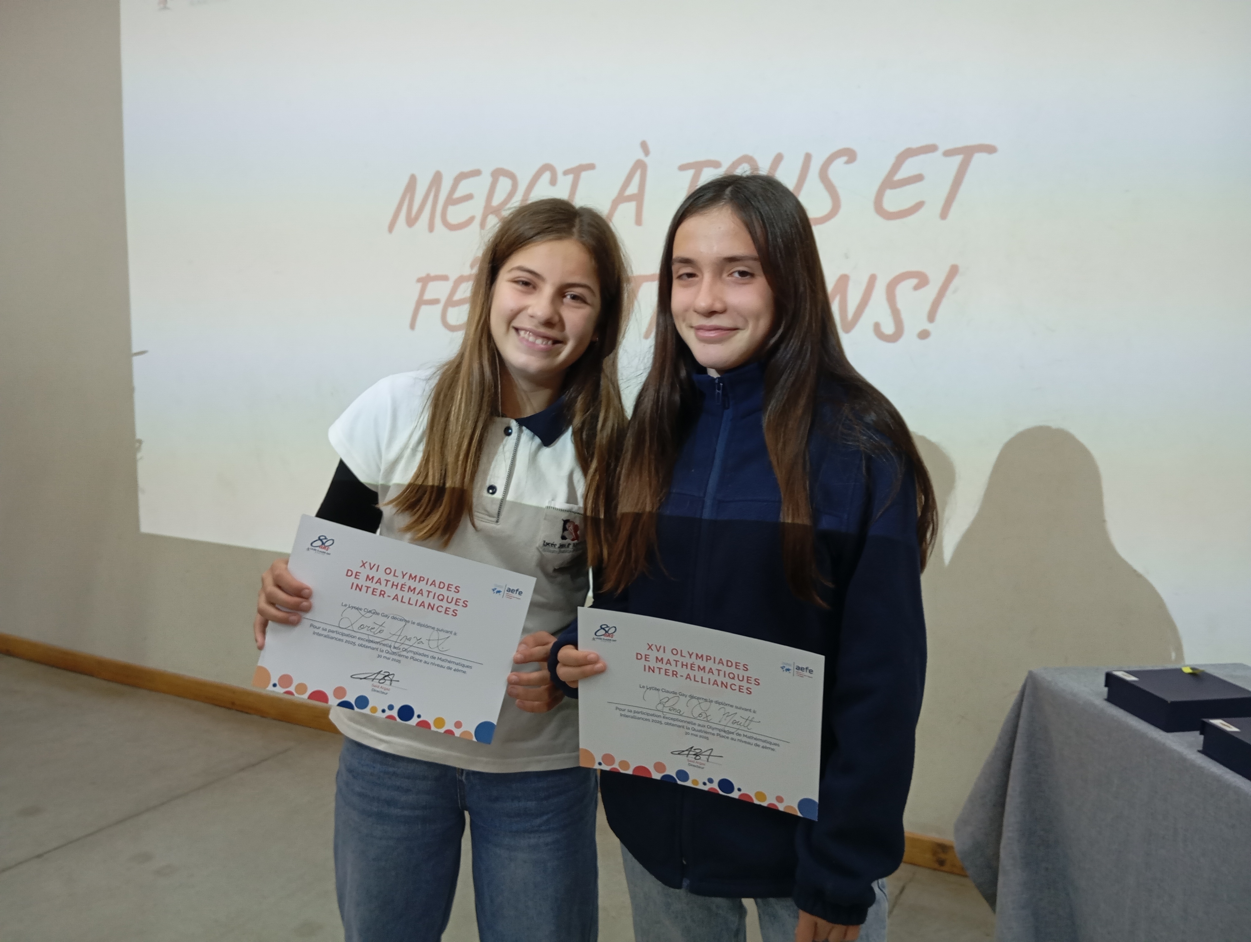 Deux élèves récompensées